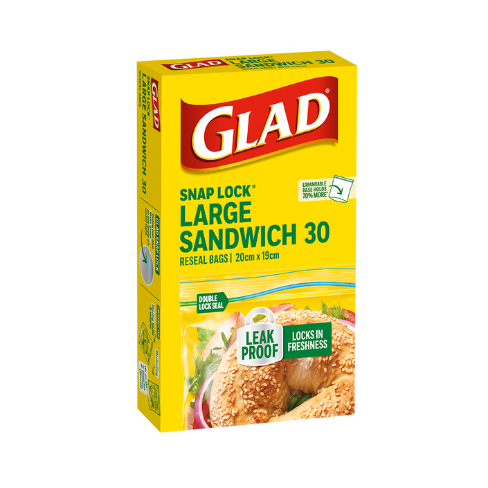 Glad® Snap Lock® Reseal Bags – Sandwich Large Standup 30pk