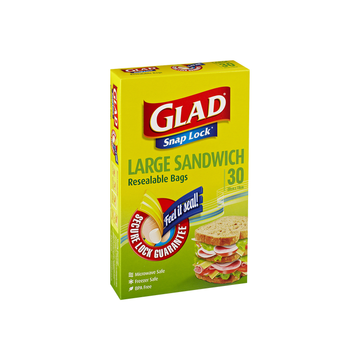 Glad® Snap Lock® Reseal Bags – Sandwich Large Standup 30pk