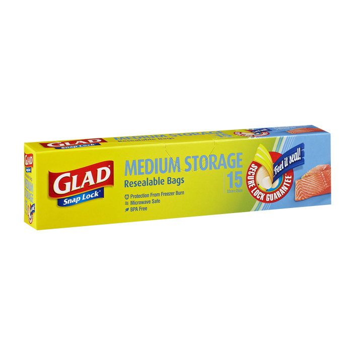 Glad® Snap Lock® Reseal Bags – Storage Medium 15pk