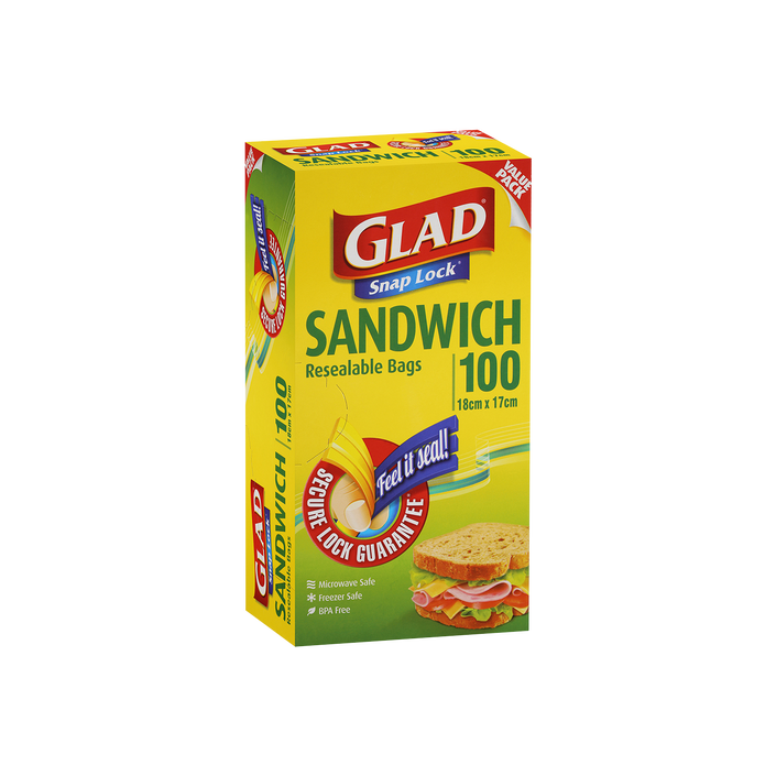Glad® Snap Lock® Reseal Bags – Sandwich 100pk
